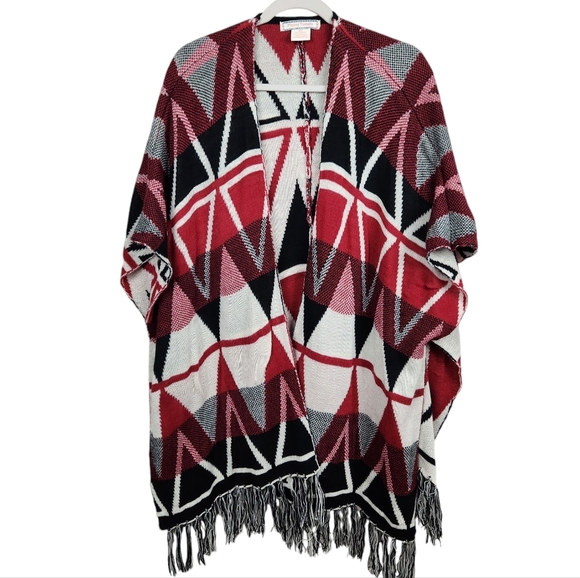 Flying Tomato Sweaters - Flying Tomato Fringe Aztec Southwestern Print Shrug Kimono Women's Size Medium